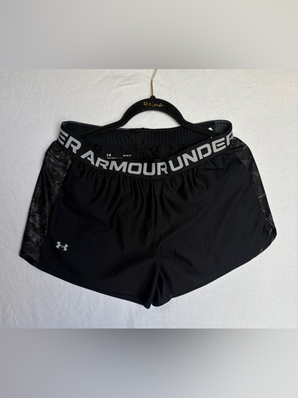 Under Armour Black Athletic Shorts with Gray Logo Waistband